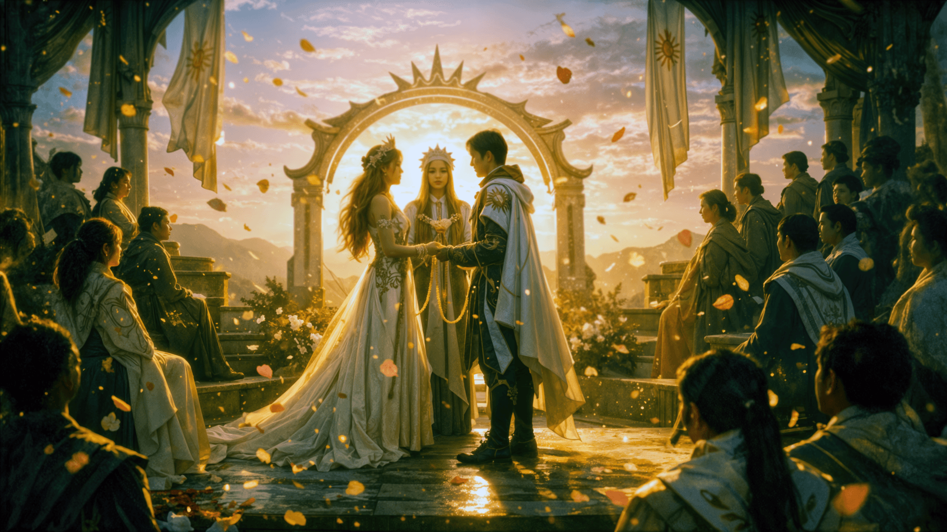 The faithful gather beneath the open sun